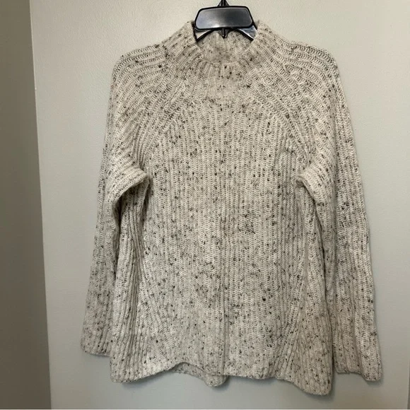 Madewell Northfield Mockneck Sweater S Neutral Boxy Rib Knit Wool Blend EUC - Picture 3 of 11